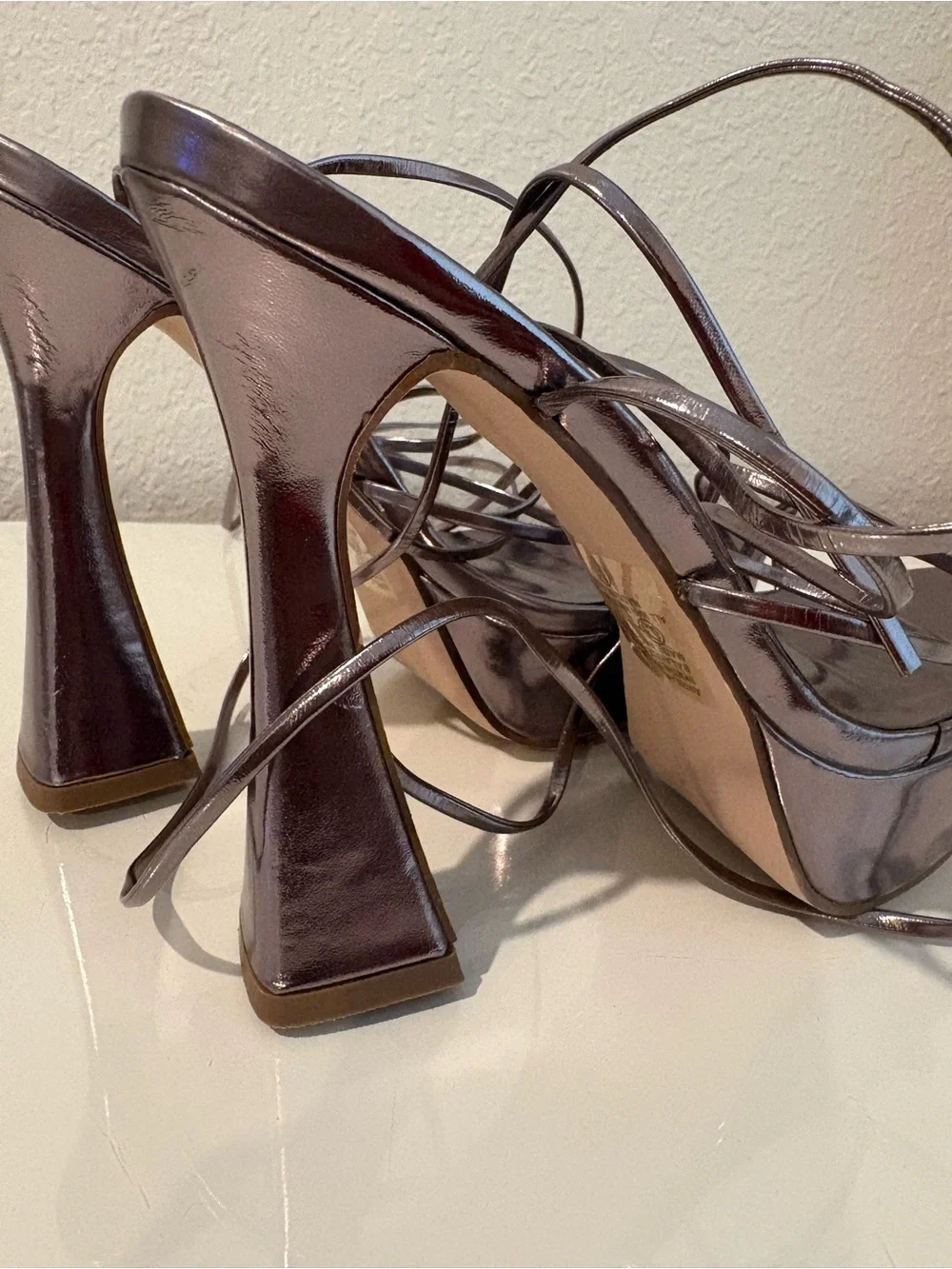 Fashion Nova Metallic Rose-Strap Platform Sandals